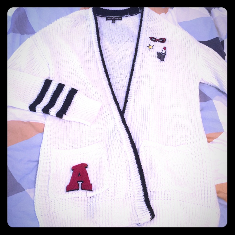 Cream fun Varsity styled cardigan